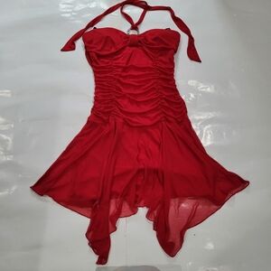 Deb Vibrant Red Halter Dress Y2k